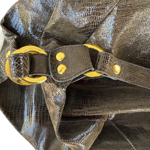 Gorgeous Helena de Natalio Embossed Snake Leather Hobo Bag - Picture 4 of 14